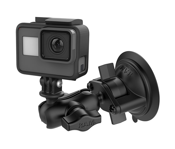 RAM Twist-Lock zuignap met dubbele klemarm en GoPro mount