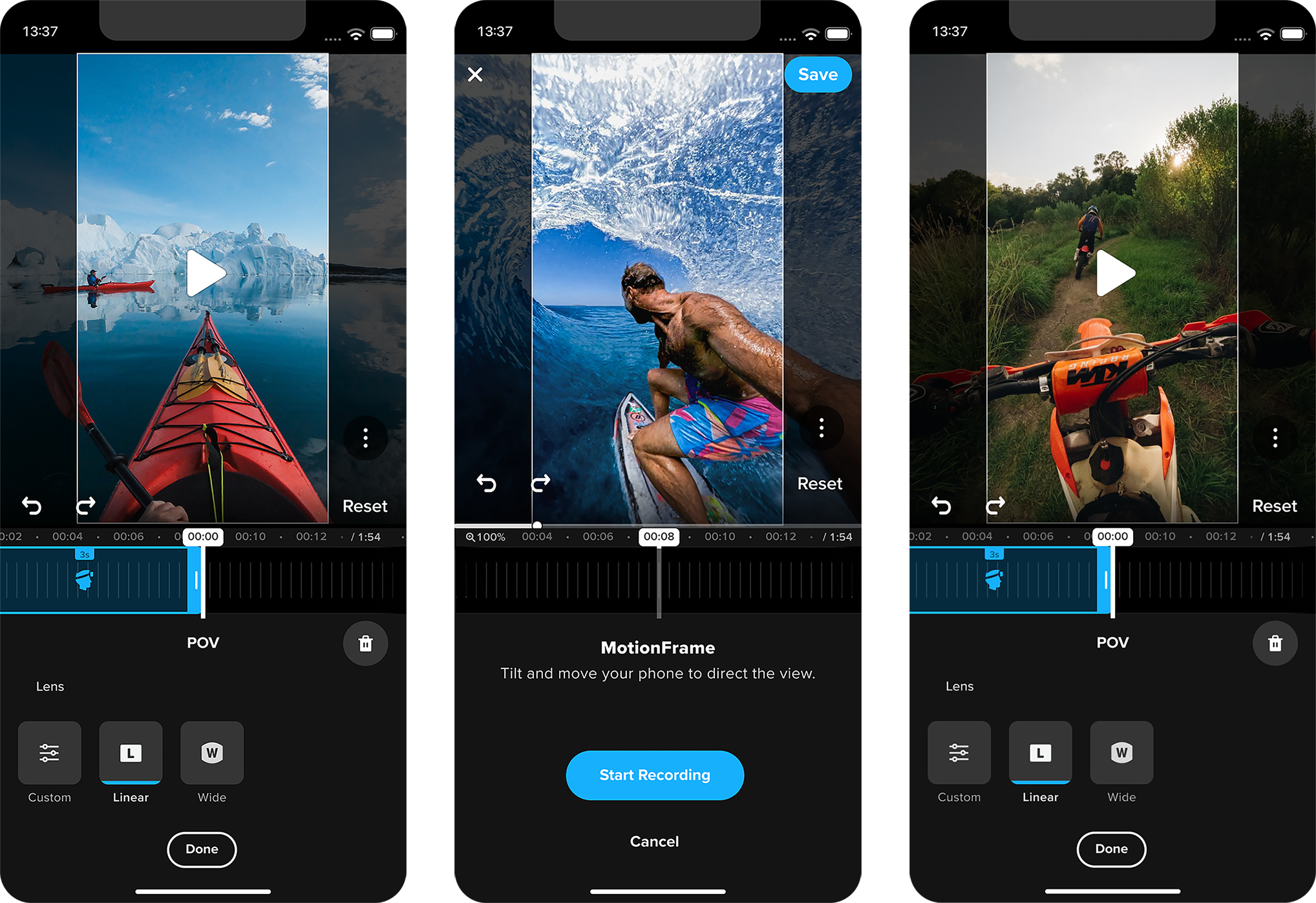 GoPro 360 editing tools in Quik app
