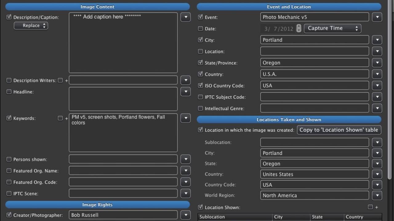 Photo Mechanic IPTC Stationary Pad