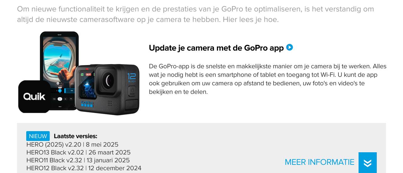 GoPro update overzicht