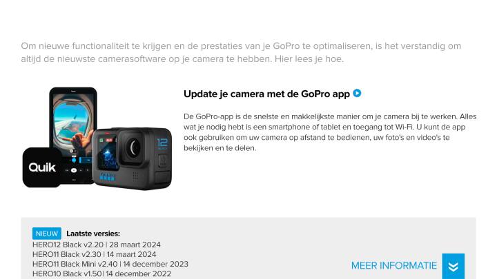 GoPro update overzicht